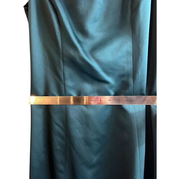 Vintage Masliyah Nusbaum Satin Turquoise Gown Evening Dress Formal Strapless - Picture 7 of 10